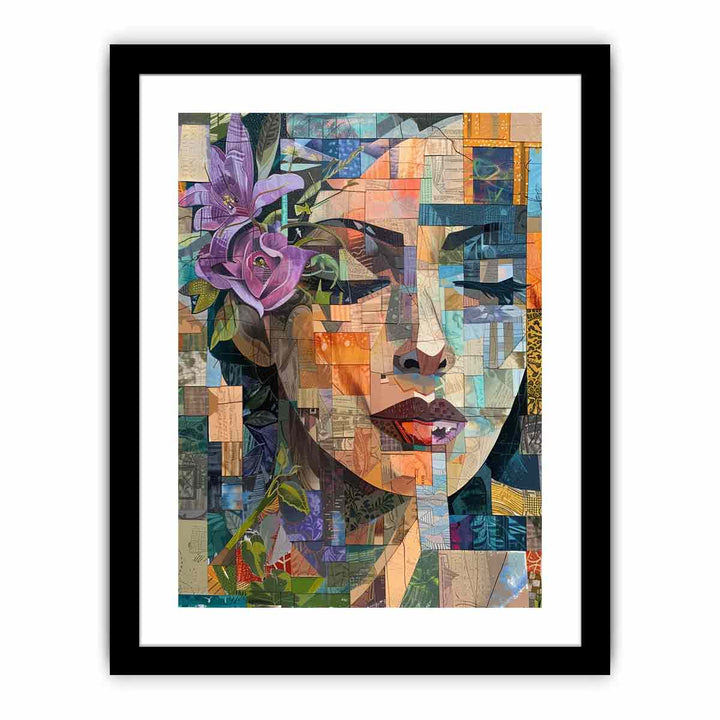 Face Patchwork framed Print