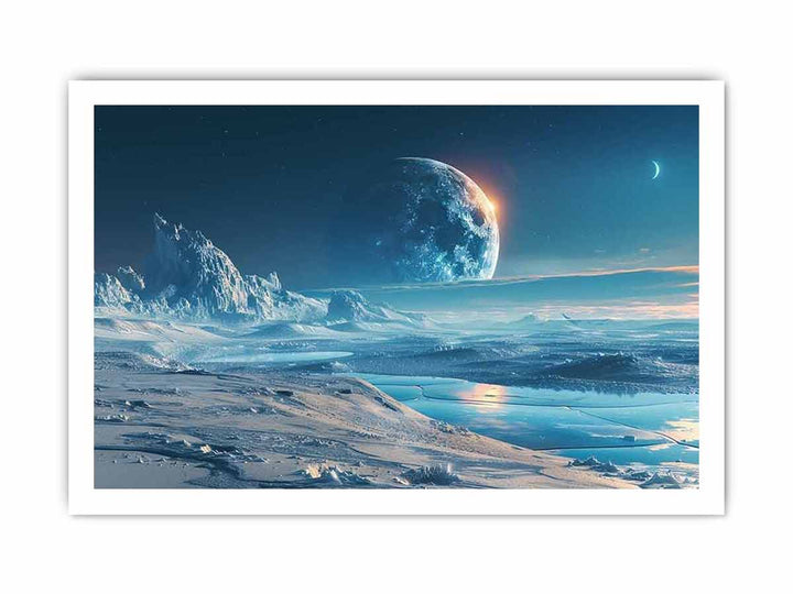 Icy moon framed Print