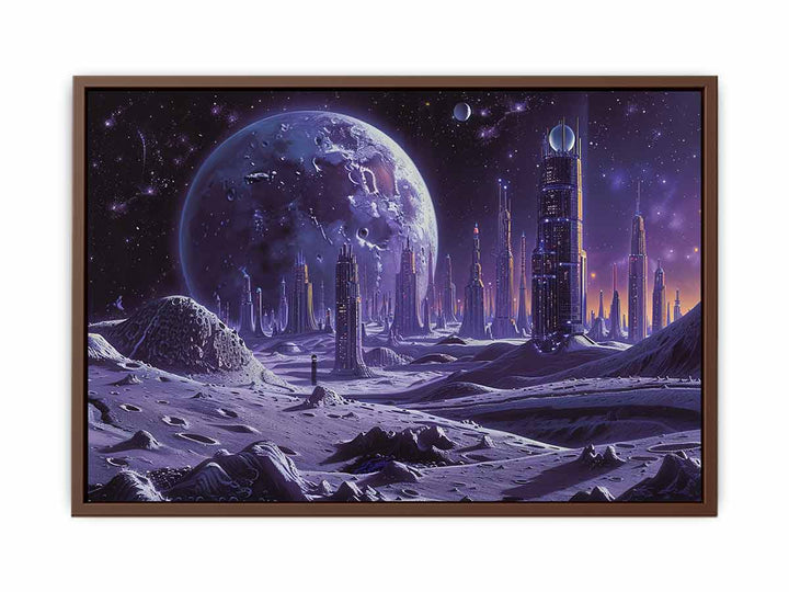 City On Moon Painting