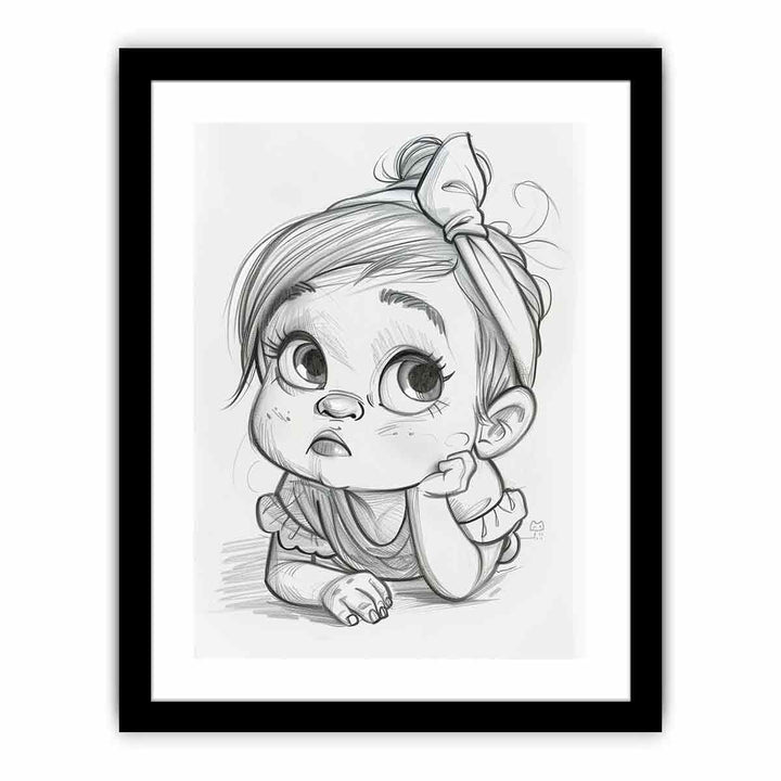 Baby Girl Drawing framed Print