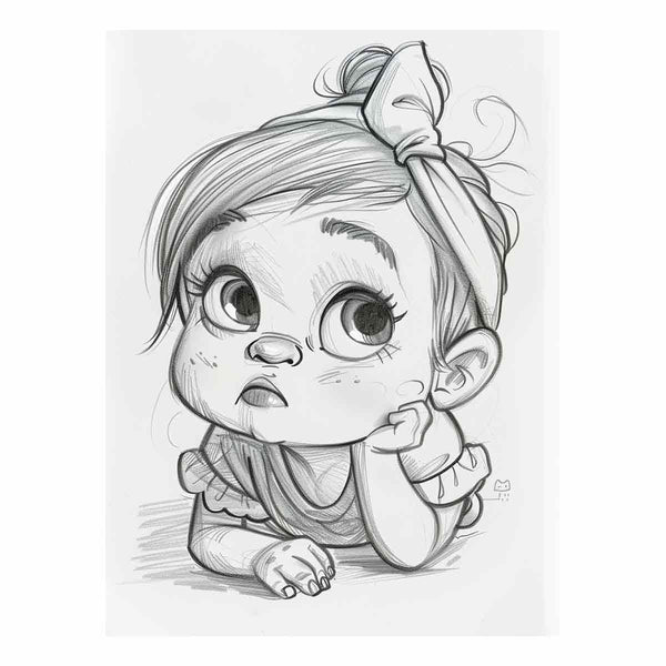 Baby Girl Drawing  Art Print