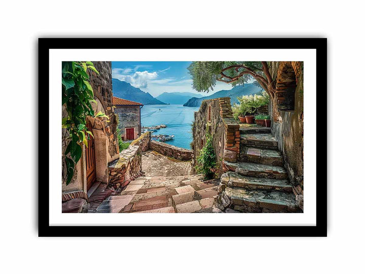 Mediterranean Scene framed Print