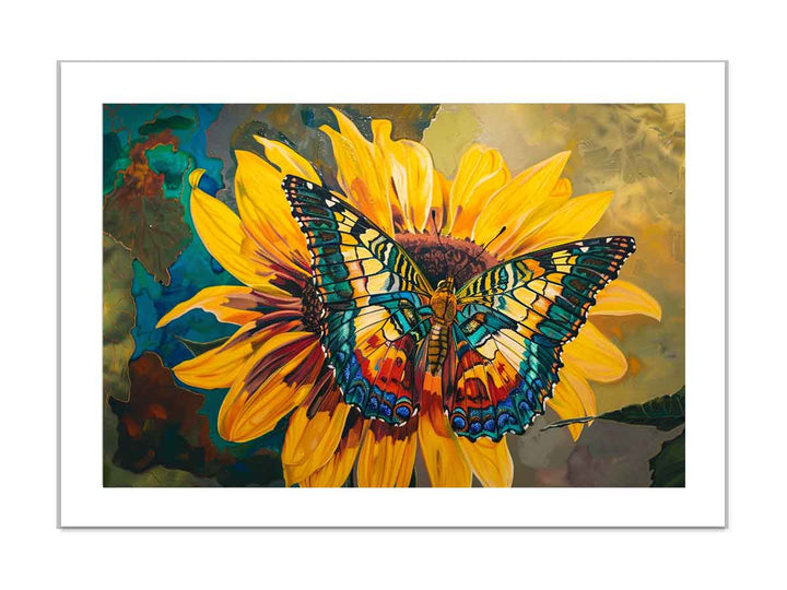 Butterfly Sitting On A Sunflower framed Print