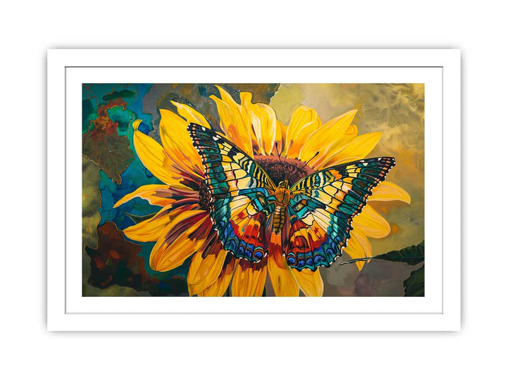 Butterfly Sitting On A Sunflower framed Print