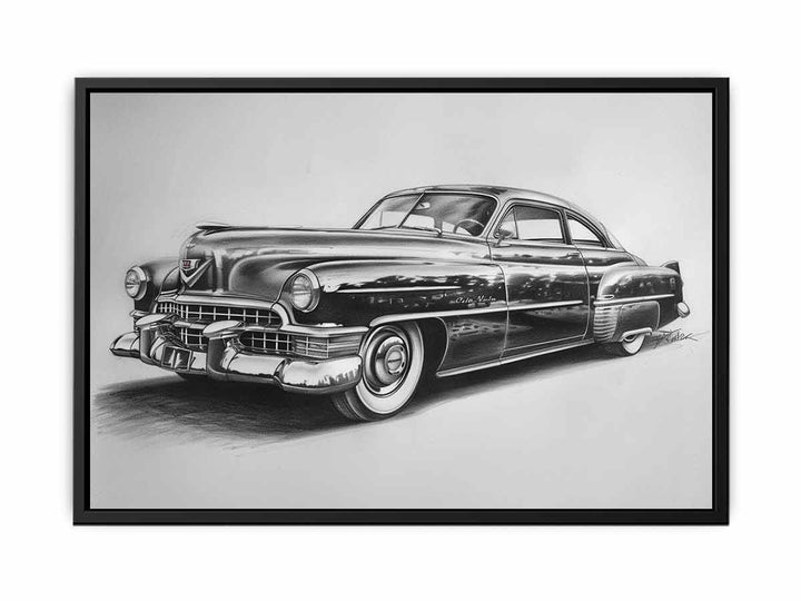 Vintage Car Drawing canvas Print