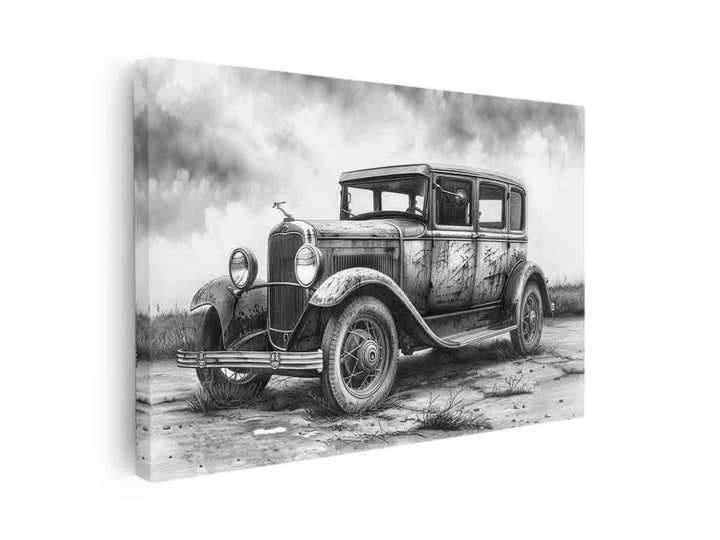 Vintage Jeep Drawing canvas Print