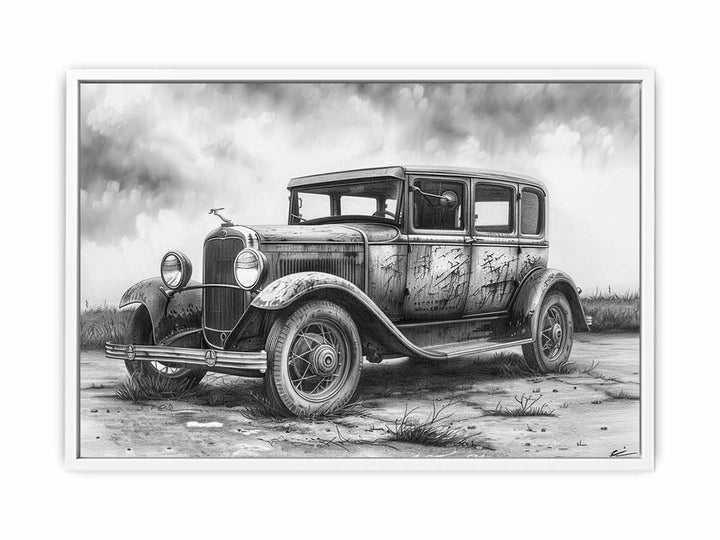 Vintage Jeep Drawing Painting