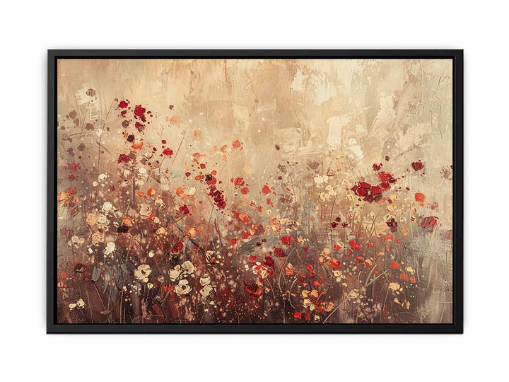 Gold Red Flowers canvas Print