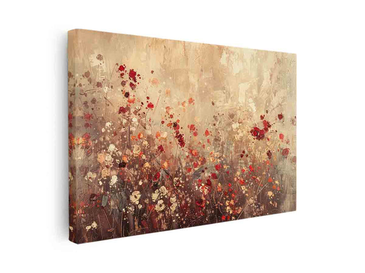 Gold Red Flowers canvas Print