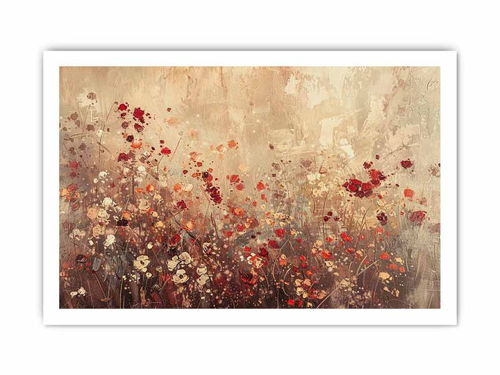 Gold Red Flowers framed Print