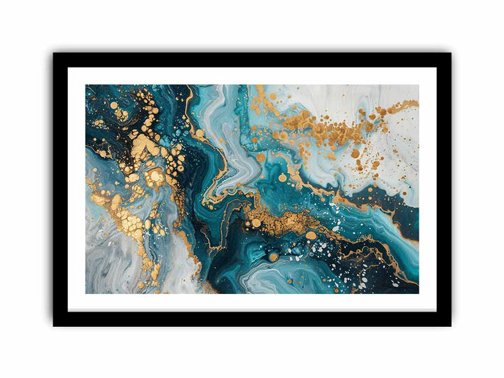 Abstract Blue And Gold framed Print