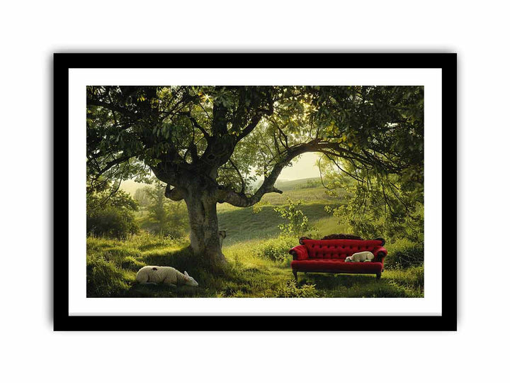 Red Couch framed Print