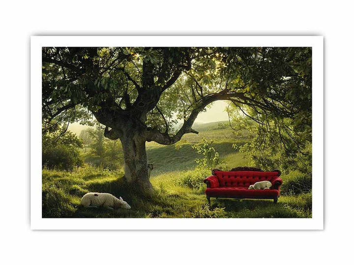 Red Couch framed Print