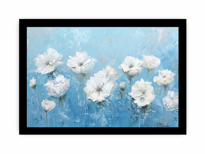 White Flowers framed Print