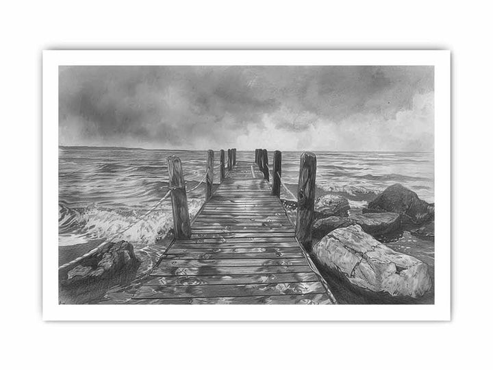 Jetty Drawing framed Print