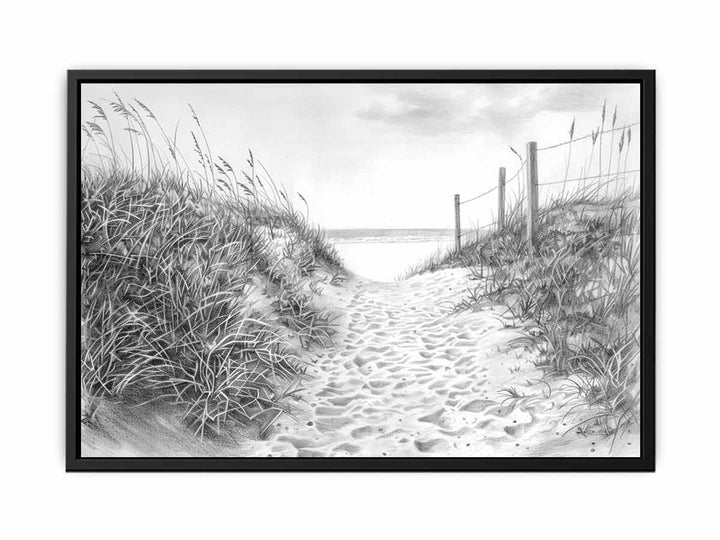 Beach Path Drawing canvas Print