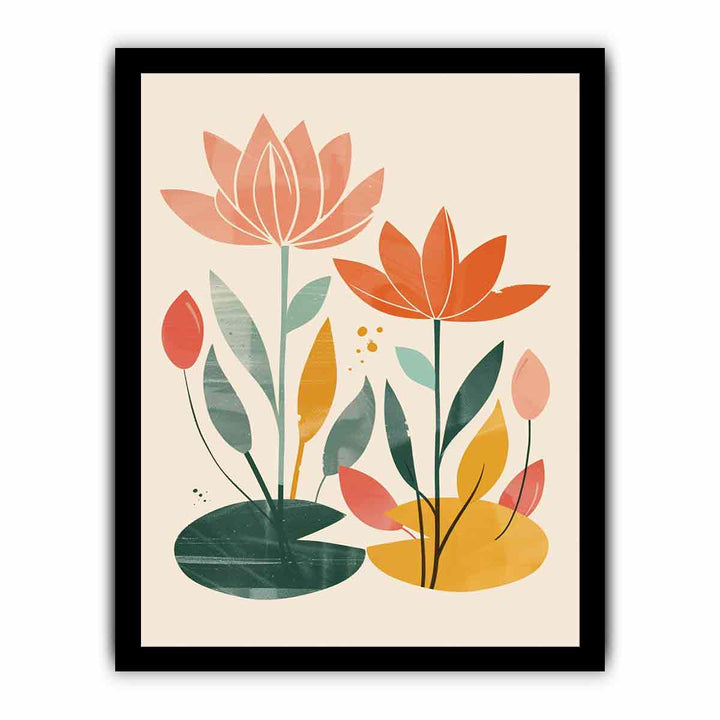 Two Lotus framed Print