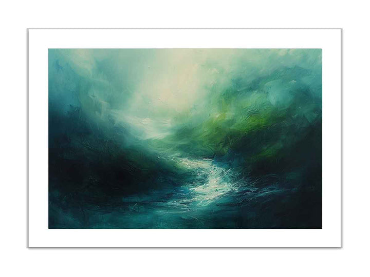 Abstract River Green framed Print