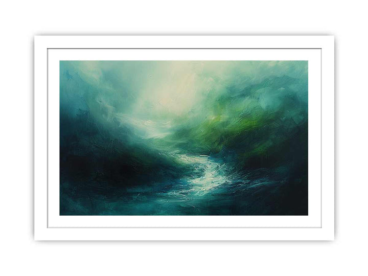 Abstract River Green framed Print