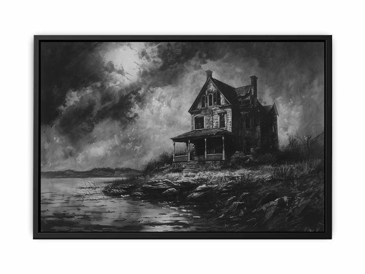 Charcol Beach House canvas Print