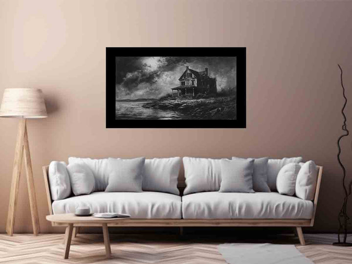 Charcol Beach House Art Print