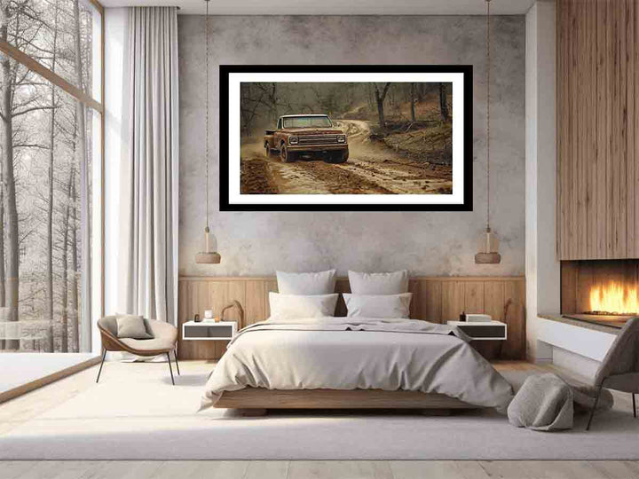 Vinatge Car Mountian Raod  Art Print