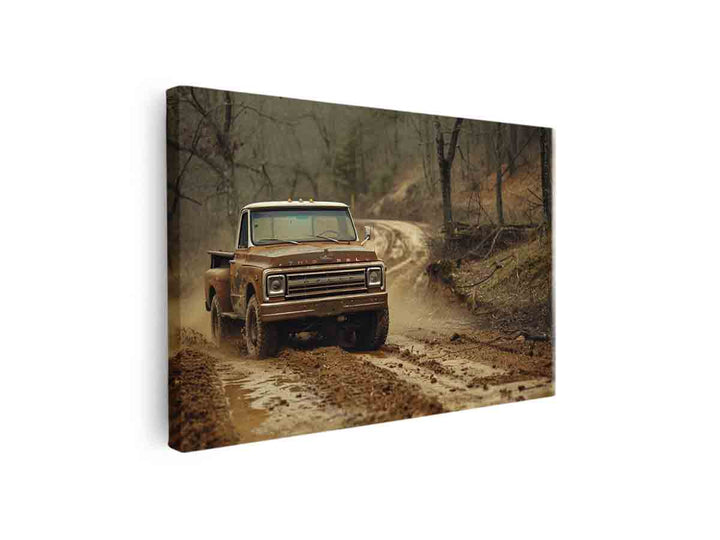 Vinatge Car Mountian Raod canvas Print