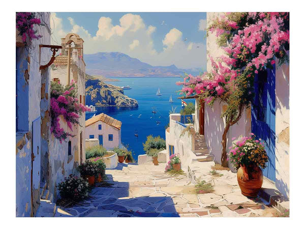 Greek Village  Art Print