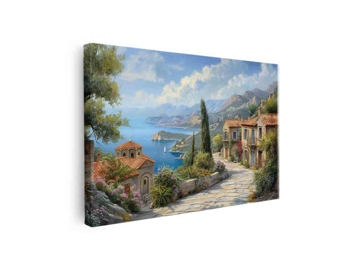 Greek Village  Art canvas Print