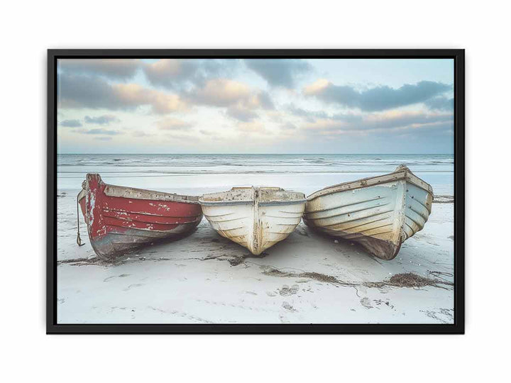 Three Boats  Art canvas Print