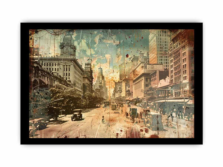 Brisbane City Vintage Print framed Print