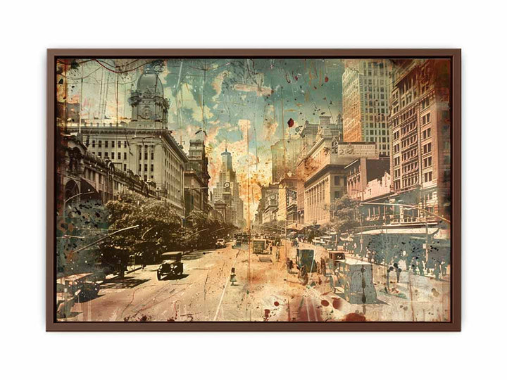 Brisbane City Vintage Print Painting