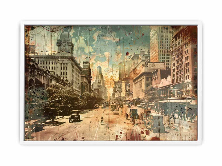 Brisbane City Vintage Print Painting