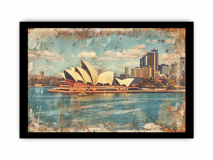 Sydney City Vintage Art framed Print