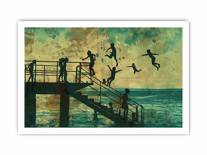 Kids Dive Painting framed Print