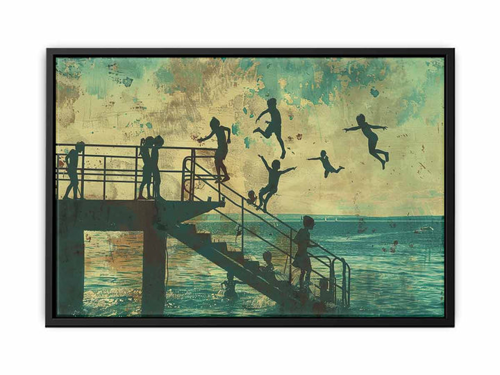 Kids Dive Painting canvas Print