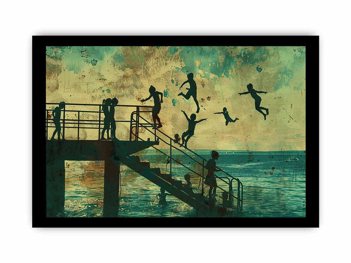 Kids Dive Painting framed Print