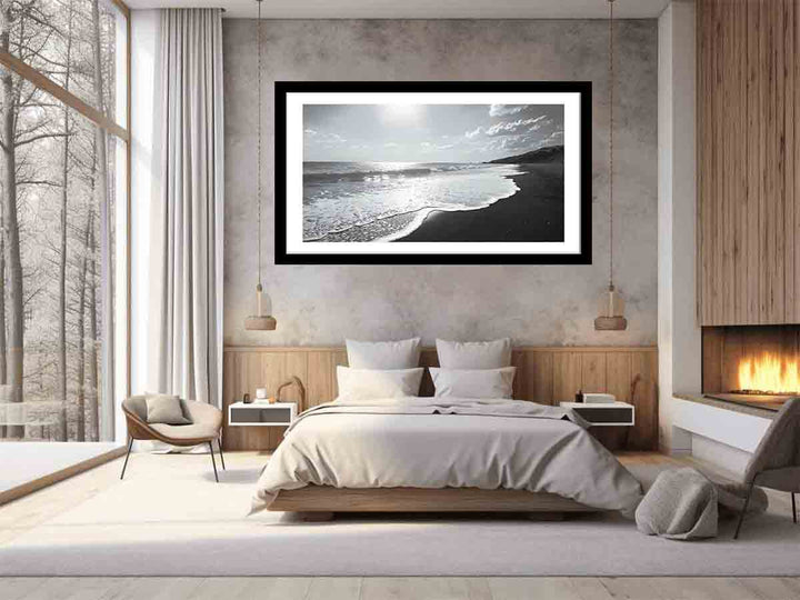 Black and white  Beach Art Print