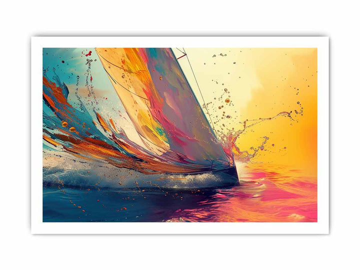 Sailboat Splash Art framed Print