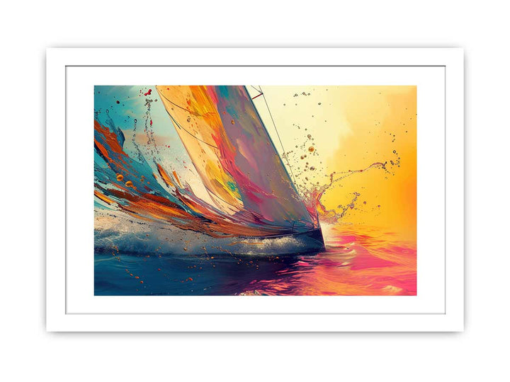 Sailboat Splash Art framed Print