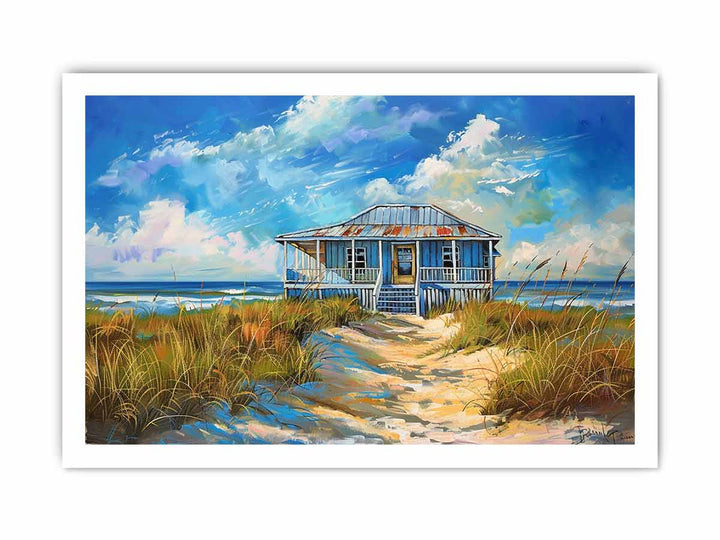 Beach House Print framed Print