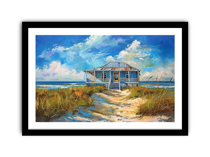 Beach House Print framed Print