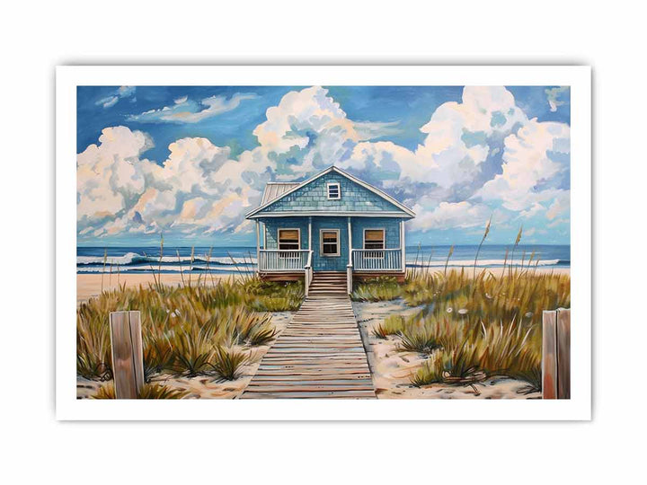 Beach House  Art framed Print