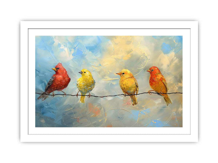 Birds painting on wire framed Print