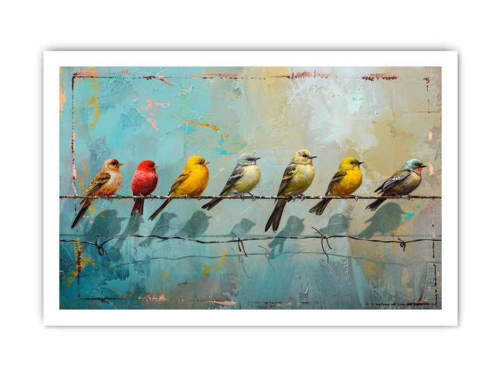 Birds on wire framed Print