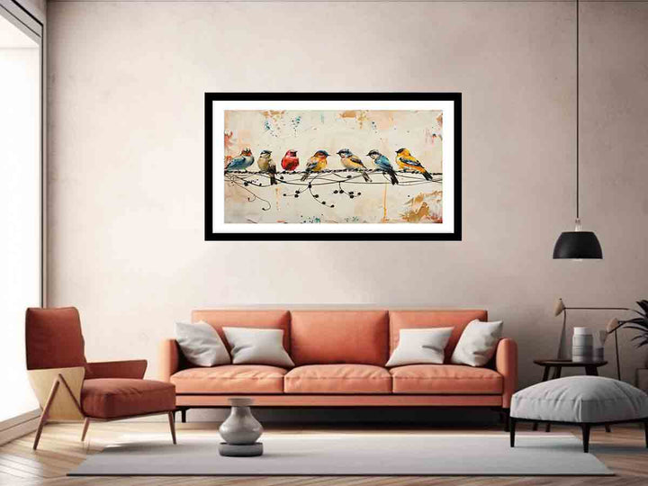 Birds  on wire Art Print