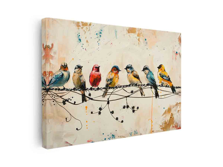 Birds  on wire Art  canvas Print