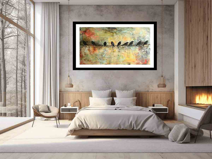 Birds  on wire Art Print