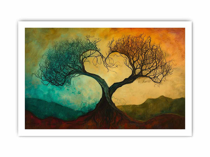 Twisting Love Trees framed Print