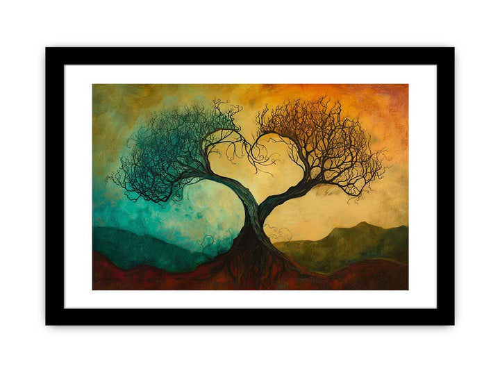 Twisting Love Trees framed Print